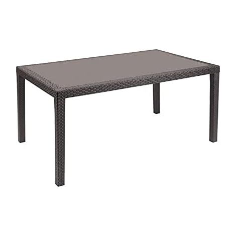 PROGARDEN Tavolo da Giardino Esterno e Interno in Resina Rettangolare Moka 138 x 78 cm