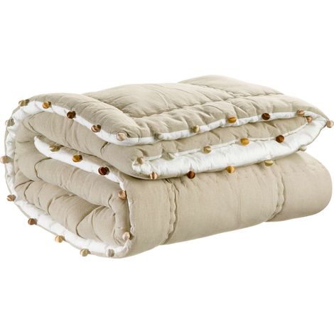 VIVARAISE - Édredon uni Gastounet en coton et polyester, couleur Sienne, 160 x 160 cm (1/3)