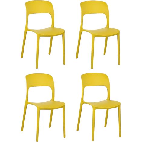 Set 4 Sedie Impilabili in polipropilene 83x56x46 cm Colore SENAPE Design Moderno VALENTINA Colore Senape