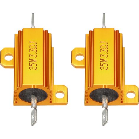 2 Pcs Aluminium Boîtier Résistance, Bureau LED Convertisseur Remplacement Bobiné Résistance, Super pour Emploi Quotidien (Or, 25W 3,3 Ohm) (1/5)