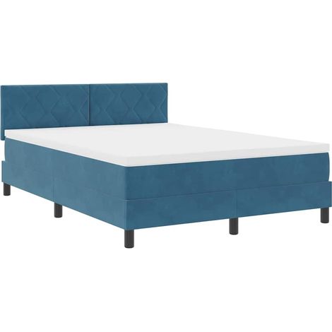 Maison Exclusive - Letto a Sorgente LED Blu Scuro 140 x 190 cm Velluto (1/5)