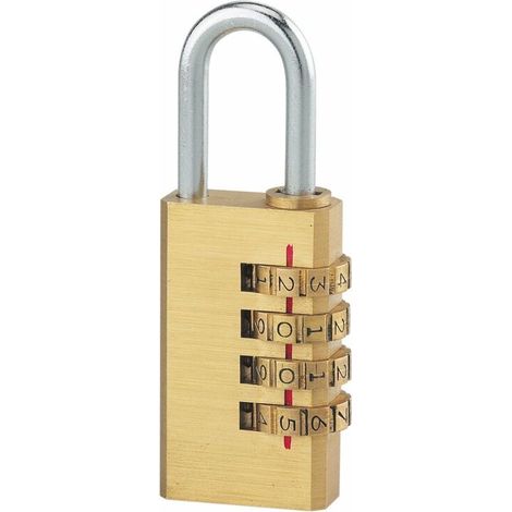 Cadenas à combinaison 4 chiffres – Corps en laiton monobloc – Anse en acier nickelé – Sécurité intérieure – Dimensions 28mm
