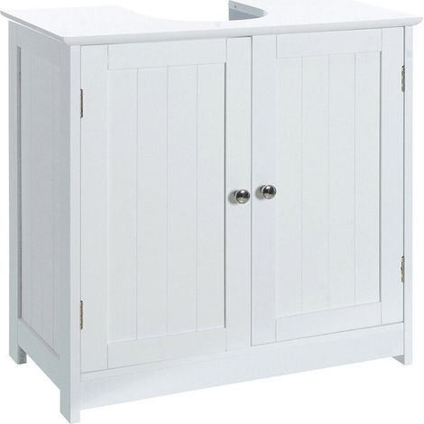 Mobile Bagno Sotto Lavabo Legno MDF Armadietto Mobiletto 2 Ante 60x30cm Bianco (1/5)