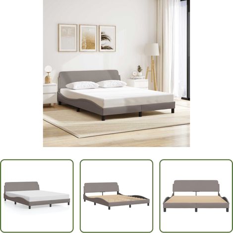 Cadre de lit - Cadre de lit Dover taupe 160x200 cm tissu (1/5)