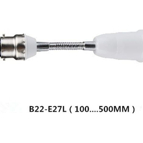 B22 auf E27 Verlängerungsadapter zur Umrüstung von Bajonett-Lampenfassungen und -haltern auf große Schraubfassungen, hergestellt aus flammhemmendem PBT mit CE-Beschichtung. (1/4)