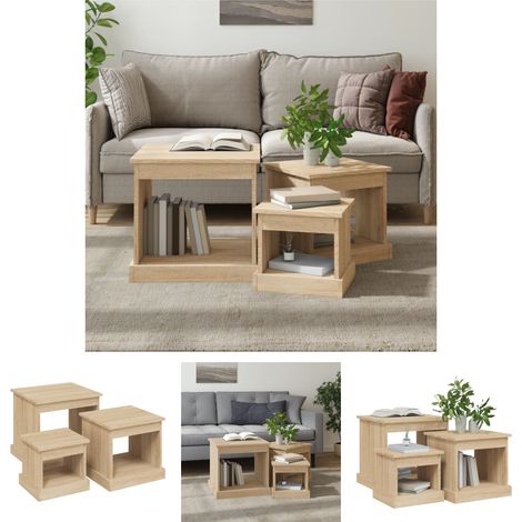Beistelltisch - vidaXL Couchtische 3 Stk. Sonoma-Eiche Holzwerkstoff - Nachttisch (1/5)