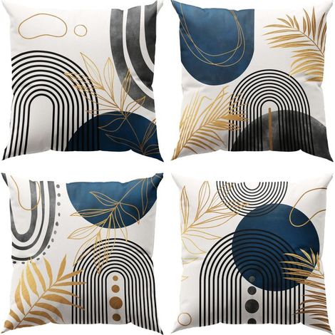 Housses de Coussin 45 x 45cm Lot de 4 décor Moderne esthétique coloré Abstrait géométrique Minimaliste taies d'oreiller pour canapé décorations pour la Maison (45x45cm,B) (1/4)