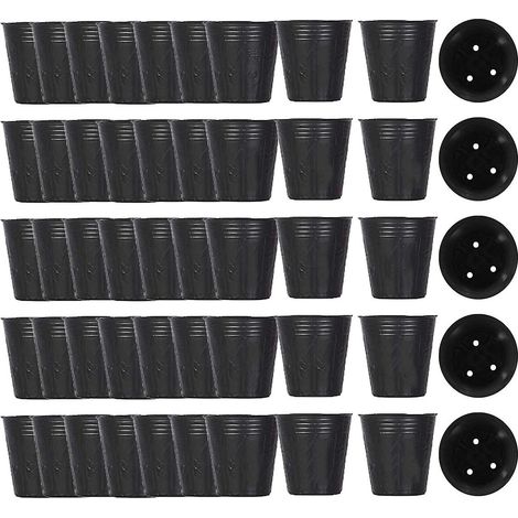 500 pots de pépinière en plastique pour la propagation des plantes, sacs de culture, fournitures de jardinage, 8 cm x 8 cm (1/5)