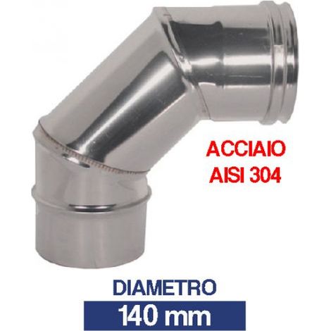 CURVA INOX CHIUSA GOMITO 90° PER CANNA FUMARIA TUBI STUFA PELLET CAMINO (24429V) 140 (15487)