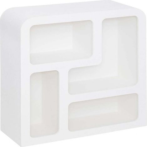 Meuble étagère à 4 niches, coloris blanc - Longueur 75 x Profondeur 30 x Hauteur 85 cm (1/4)