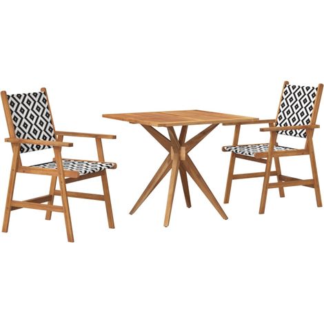 Juego de comedor de jardín 3 piezas madera maciza de acacia vidaXL (1/5)