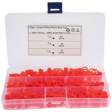 150pcs Bouchon de Graisseur, M6 M8 M10 Graisse Bouchons Anti-Poussière Bouchon à Vis de Purge de Frein Graisseur Mamelon Kit avec Boîte de Rangement pour l'huile Gun Zerk Montage Accessoires Auto (1/5)