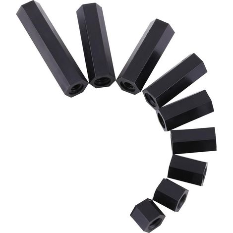 Zoternen Distanziali esagonali neri in nylon Akozon, 100 pezzi M3, bulloni distanziali filettati con esagono incassato, assortimento di dadi e bulloni esagonali in nylon nero con scatola di plastica (