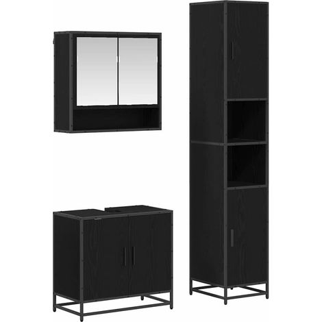 Maison Exclusive - Badezimmermöbel-Set 3 pcs Schwarz Eichen-Optik