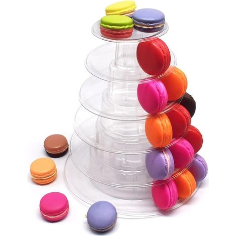 Tour de Gateau Stan 6 Niveaux Présentoir à Macarons Présentoir à gâteaux en Plastique Support de Gâteau Rond Transparent pour Mariages,Anniversaires,fêtes,Desserts,pâtisseries et goûters (1/5)