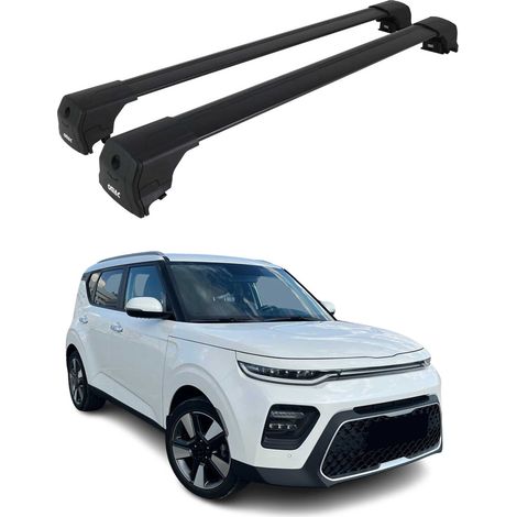 OMAC Barres de toit en aluminium pour Kia Soul X-Line 2021-2022 – City Crash – ISO/PAS 11154:2006 – Antivol inclus – Charge max 75 kg – 2 barres Noir (1/4)