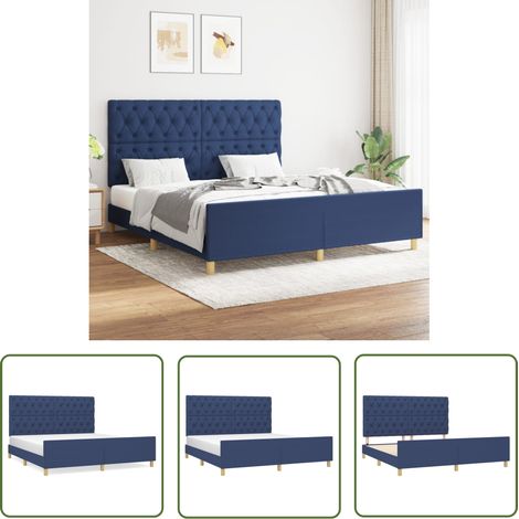 The Living Store Bettgestell ohne Matratze Blau 160x200 cm Stoff - Bettsofa - Boxspringbetten - Doppelbett - Lattenrost - Holzrahmen (1/5)