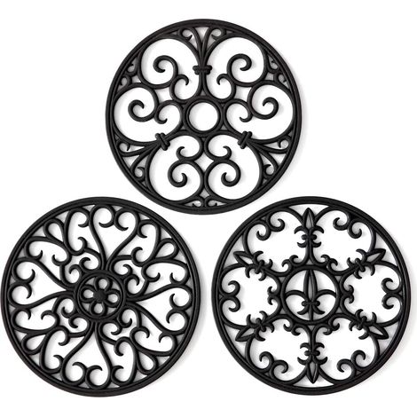 Théière Dessous De Plat De Cuisine - Antidérapant Résistant À La Chaleur De Cuisine Moderne Hot Pad Pot Et Plaque Chauffante Noir Dessous De Plat Ensemble De 3 (1/5)