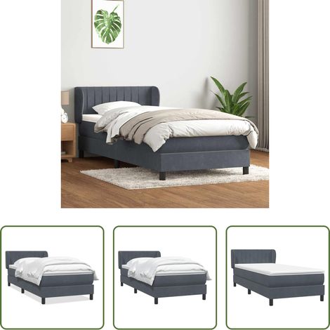 vidaXL Samt - Boxspringbett mit Matratze Dunkelgrau 80x210 cm Samt (1/5)