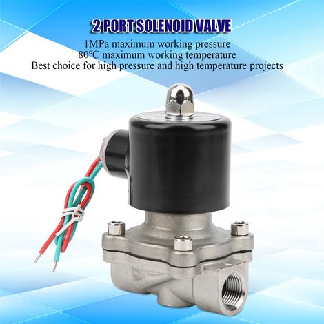 Électrovanne G3/8'' en acier inoxydable, normalement fermée, à action directe, pour eau, air et courant alternatif 110 V. (1/5)