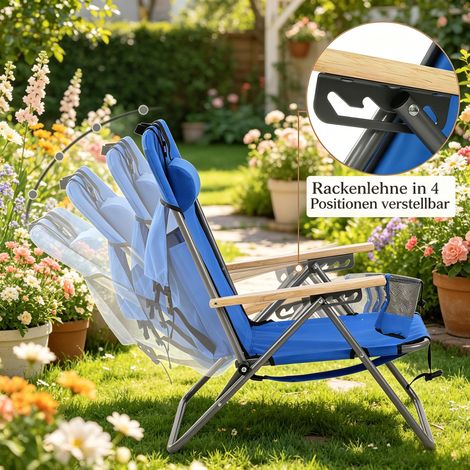 Fauteuil pliant, pique-, fauteuil de jardin avec dossier réglable en 4 positions (uniquement avec chaise)