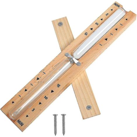Accessoires pour sauna : Sablier à sable pour sauna, couleur naturelle, avec 2 vis en acier inoxydable, pour saunas, hammams, douches et bains. (1/3)