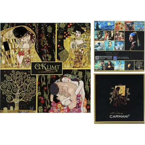 Carmani, posavasos de cristal aprox. 11,5 x 11,5 cm - Gustav Klimt/collage (1/5)