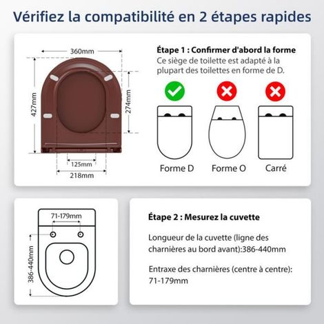 AquaWise Abattant WC avec Frein de Chute Résine Duroplast Antibactérienne Charnières Inoxydables Démontage Rapide Rouge carmin (1/5)