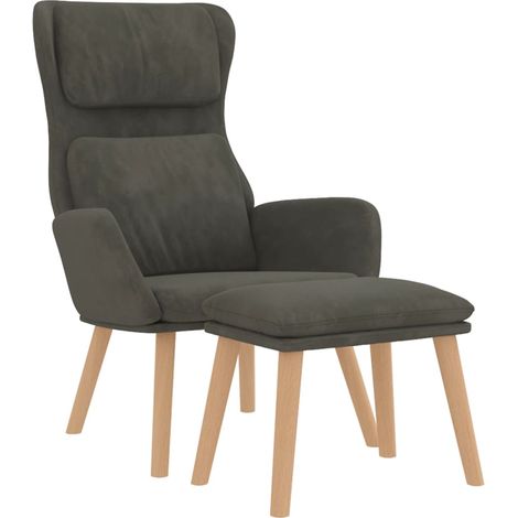 Relaxsessel mit Hocker Dunkelgrau Samt vidaXL (1/4)