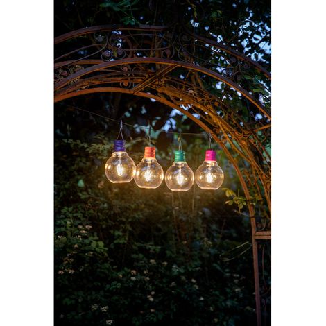 Ampoule solaire à suspendre - culot rouge, esprit guinguette, lumière chaude pour votre extérieur