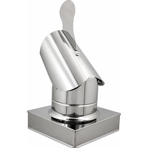 MAKA Comignolo Gallo Quadro, Terminale per Canna Fumaria Camino Stufa a Legna Pellet e Gas, Cappello Antipioggia Aspirafumo Base Quadra Zincato 300x300 mm (1/5)