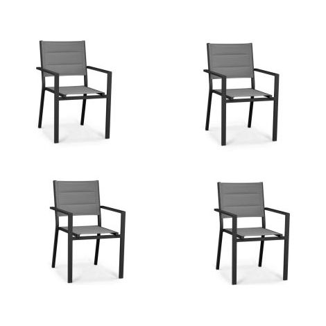 SET 4 POLTRONE ALLUMINIO/TEXILENE STRECH ANTRACITE DA ESTERNO GIARDINO (38611/4)