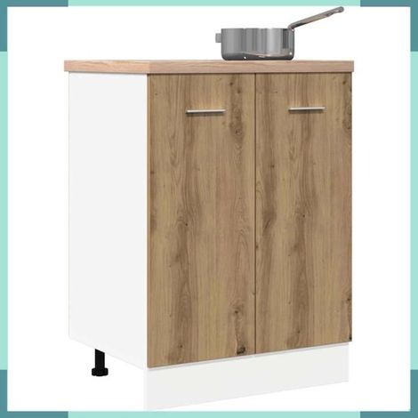 Meuble bas - Lyon - Chêne artisanal - Bois d'ingénierie - 60 x 46 x 81,5 cm (1/5)