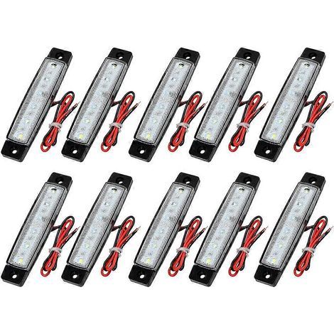 10 x 12V weiße LED-Lichtleisten für Seitenmarkierungsleuchten, Positionsleuchten und Blinker an Lkw, Anhängern und schweren Nutzfahrzeugen (1/5)