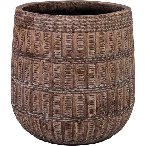 Macetero de fibra de vidrio marrón rojizo 36x36x36cm