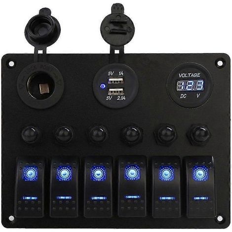 Panneau de commande à 6 interrupteurs marche/arrêt pour circuit automobile, marin ou bateau, neuf (1/5)
