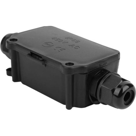 Boîtier de jonction étanche IP66 à 2 voies, noir, anti-poussière, pour câble de distribution. (1/5)