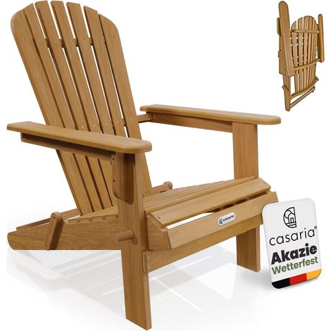 CASARIA® Holz Wetterfest klappbar 160kg Belastbarkeit XXL Armlehnen Rückenlehne Garten Balkon Terrasse Holzstuhl Adirondack