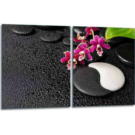 2 plaques de protection en verre pour cuisinière 40x52 noires (1/5)