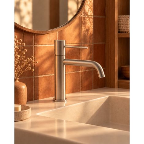 Miscelatore Lavabo Tokyo Monocomando Ottone Nichel Spazzolato EXATOKNIK (1/3)