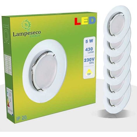 Lot de 15 Spot Led Encastrable Complete Blanc Lumière Blanc Neutre 5W eq.50W ref.770 (1/4)