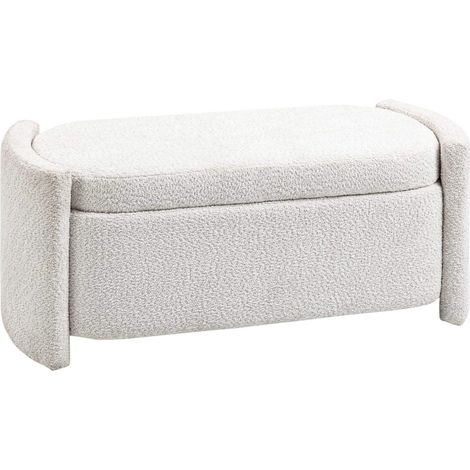 Banco de almacenamiento tapizado de poliéster, crema, 105 x 44 x 45,5 cm (1/5)
