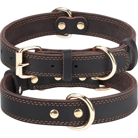 Collier pour Chien en Cuir véritable, Collier en Cuir pour Chiots et Petits Chiens, Collier de Chien Souple en Cuir (1/5)