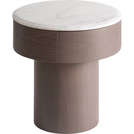Table de chevet ronde wengé et marbre - wengé et blanc cassé (1/5)