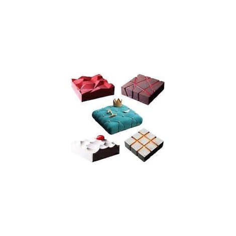 Quadratische 3D-Mousse-Kuchenform, hitzebeständig, lebensmittelechtes Silikon, ideal zum Backen eleganter Kuchen, leicht zu lösen, antihaftbeschichtet, 19,5 cm x 18,5 cm x 6 cm. – Crezuo