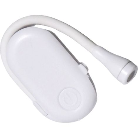 Lampe de lecture clip LED 3W, variateur sans paliers, recharge USB 5V 1A, blanc, pour lire au lit sans fatiguer les yeux, usage nocturne. (1/5)