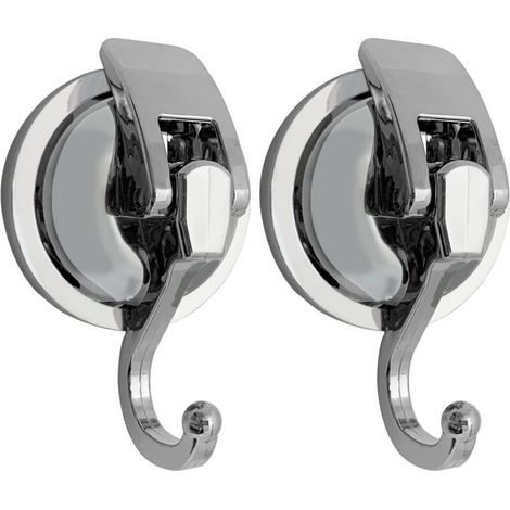 Ganci a ventosa ultra resistenti per doccia e accappatoi - ganci in vetro riutilizzabili e senza fori per decorazioni a ghirlanda (argento, 2 pezzi) (1/4)