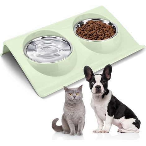 Gamelle double chat inclinée quinze degrés anti vomissement sans débordement pour chaton et chiot antidérapante (1/5)