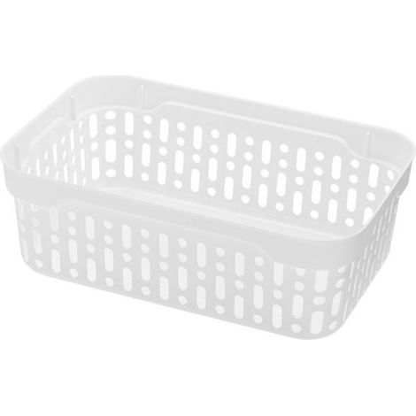 Cestino portaoggetti in plastica per bagno, cucina e ufficio, 18x12x6 cm, bianco, Lidia (1/5)