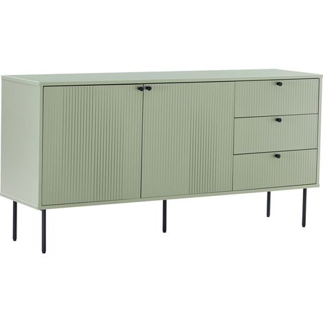 Buffet 2 portes et 3 tiroirs décor mélaminé 150 cm vert sauge